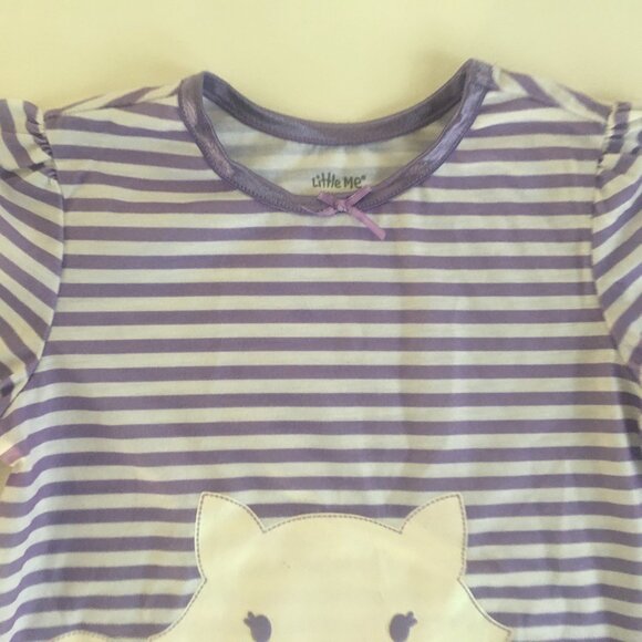 Little Me 3T Poly Sleepwear Purple White Stripe Pajama Top PJ Girls Cat New - Picture 6 of 16